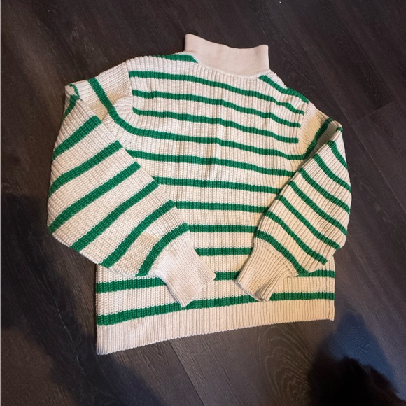 Sezane Green and White Striped Sweater - Picture 9 of 12